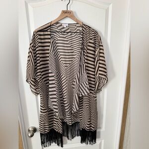 LuLaRoe Black and Tan Chevron Kimono Coverup